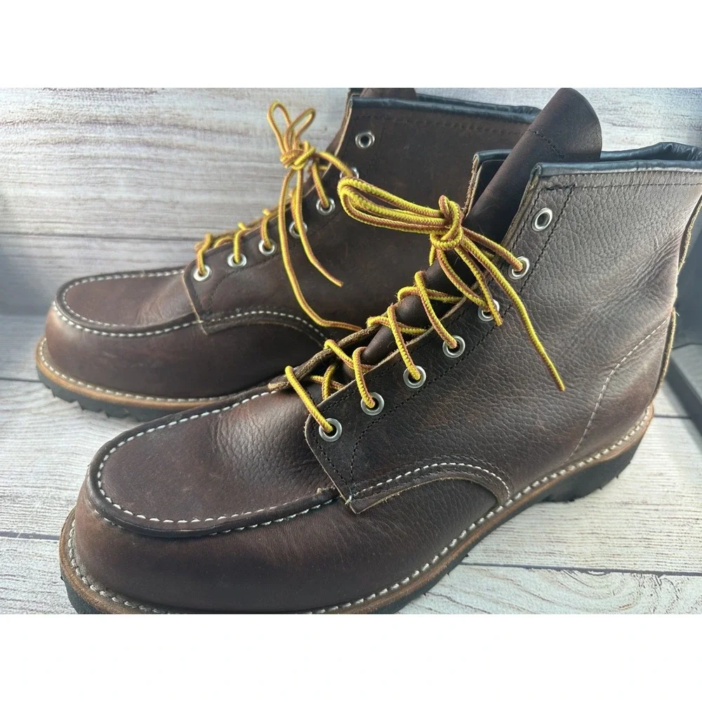 Red Wing Shoes Men's Brown 8146 Moc Toe Lace Up Leather Work Boots Size 11.5 EE
